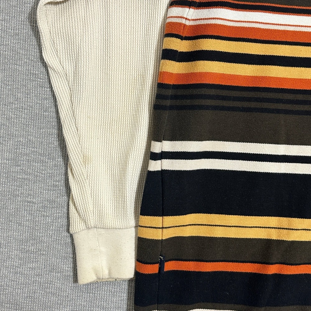 Karl Kani Gold Striped Long Sleeve Polo Waffle Sleeve Earth Tones Mens 3X - Picture 10 of 12